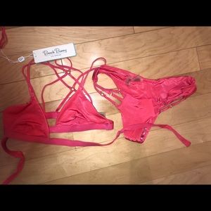 Beach Bunny Basics bikini set - Lipstick/Pink